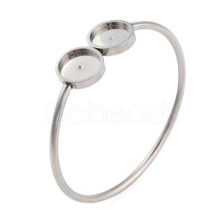 Tarnish Resistant 304 Stainless Steel Blank Bangle Bases with Flat Round Tray STAS-G337-01P-1