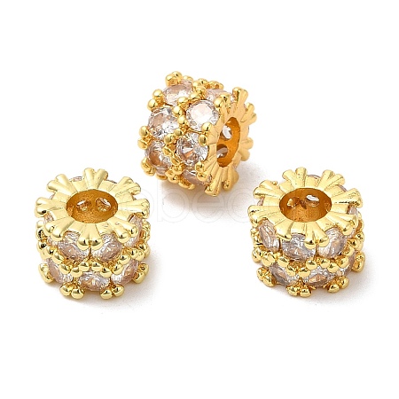 Rack Plating Brass Cubic Zirconia European Beads KK-R147-04G-1