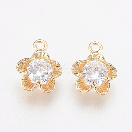 Brass Micro Pave Cubic Zirconia Charms KK-F759-11G-NF-1