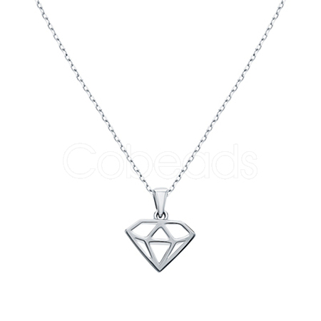 S925 Sterling Silver Geometric Diamond Shape Necklaces for Women Daily Wear DY7121-2-1