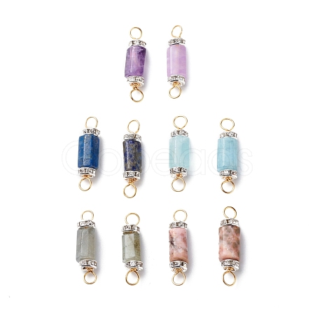 Natural Mixed Gemstone Connector Charms PALLOY-JF01885-1