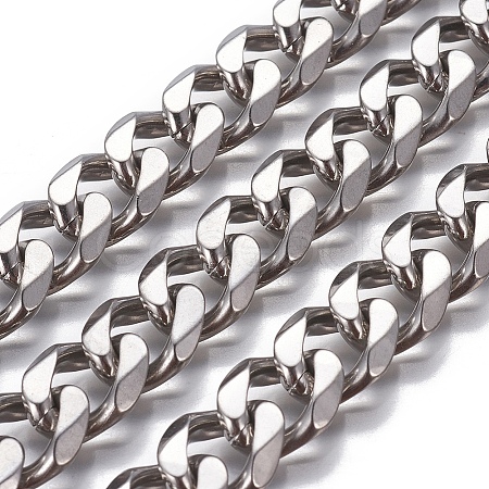 201 Stainless Steel Cuban Link Chains CHS-P007-04P-02B-1