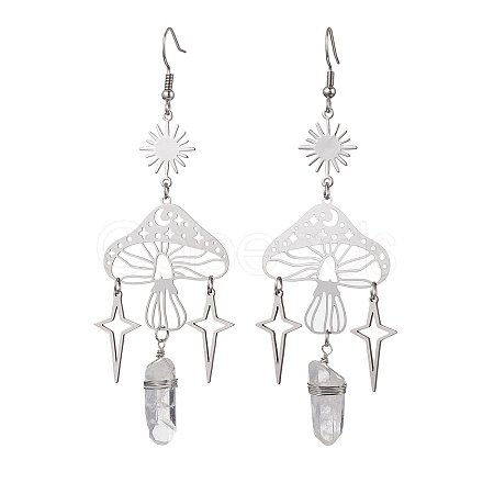 201 Stainless Steel Mushroom Dangle Earring EJEW-JE05759-1