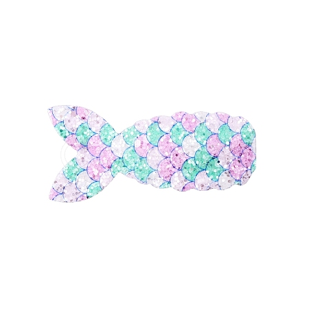 Fish Scale Shiny Cloth Snap Hair Clips PW-WG87473-08-1