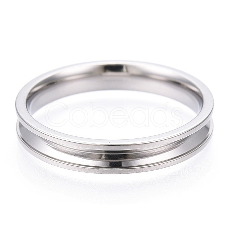 201 Stainless Steel Grooved Finger Ring Settings STAS-WH0039-11F-P-1