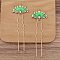 Ancient Style Alloy with Iron Hair Fork Finding, for DIY Jewelry Accessories, Enamel Peacock, Green, 75mm, 20pcs/set