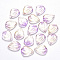 Transparent Spray Painted Glass Pendants, with Glitter Powder, Petal, Medium Orchid, 19x15x3.5mm, Hole: 1mm