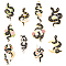 BENECREAT 9Pcs 9 Style Snake Enamel Pin, Light Gold Plated Alloy Badge for Corsage Scarf Clothes, Mixed Color, 32~36x13~23x1.5~10mm, 1Pc/style