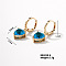 Cute and Stylish European American Heart Hoop Earrings, Blue, Golden, 9x8x11mm