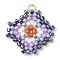 Handmade Glass Seed Beads, Loom Pattern, with 304 Stainless Steel Jump Ring, Rhombus Pendants, Lilac, 23.5x21.5x2mm, Hole: 2.5mm