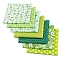 7Pcs Printed Cotton Fabric, for Patchwork, Sewing Tissue to Patchwork, Square, Yellow Green, 25x25cm