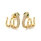 Brass Pave Cubic Zirconia Clip-on Earrings, Snake, Real 18K Gold Plated, 16.5x15mm