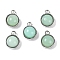 Natural Chrysoprase Pendants, with Platinum Tone Rack Plating Brass, Flat Round, 9.8x7.5x4.3mm, Hole: 1.2mm