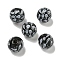 Printed Wood European Beads, Halloween Theme Beads, Round, Black, 15.5~16mm, Hole: 4~4.5mm