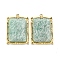 PVD Vacuum Plating 304 Stainless Steel Pendants, Faceted Natural Amazonite Rectangle Charms, Real 18K Gold Plated, 24x17x4.5mm, Hole: 1.5mm