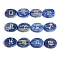 12Pcs Natural Lapis Lazuli Engraved 12 Constellation Oval Display Decoration, Reiki Healing Stone Ornament, 25x20x6mm