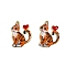 Alloy Enamel Pendants, Cat with Heart, Platinum, Orange, 25mm