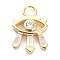 Brass Micro Pave Clear Cubic Zirconia Pendants, Eye, Golden, 15x11x3mm, Hole: 3mm