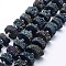 Natural Druzy Quartz Crystal Beads Strands, Solar Quartz, Dyed, Nuggets, Prussian Blue, 12~26x6~17mm, Hole: 1~2mm, about 14~16pcs/strand, 7.9~8.3 inch(20~21cm)