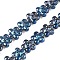 Electroplate Glass Beads Strands, Flower, Marine Blue, 12x12.5x7mm, Hole: 1mm, about 54~55pcs/strand, 24.57~24.96 inch(62.4~63.4cm)