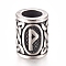 304 Stainless Steel European Beads, Large Hole Beads,  Column with Letter, Antique Silver, Letter.P, 13.5x10mm, Hole: 6mm