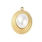 Acrylic Imitation Pearl Pendants, with Ion Plating(IP) 304 Stainless Steel Findings, Manual Polishing, Oval, Real 18K Gold Plated, 18.5x13.5x7.5mm, Hole: 1.6mm