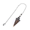 Resin Pointed Dowsing Pendulums, with Natural Tiger Eye Chips Inside and Brass Findings, Faceted Cone, 240mm