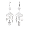 201 Stainless Steel Mushroom Dangle Earring, with Natural Quartz Crystal Pointed Beads and 304 Stainless Steel Earring Hooks, Stainless Steel Color, 93~95x30mm