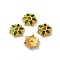 Alloy Enamel Beads Caps, Lead Free & Cadmium Free, Multi-Petal Flower, Green, 8x2mm, Hole: 1.5mm