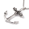 Alloy Skull Anchor Pendant Necklace with 201 Stainless Steel Box Chains NJEW-E016-07AS-1