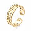 304 Stainless Steel Curb Chain Open Cuff Ring RJEW-T023-92P-3