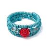 Resin and Synthetic Turquoise Wrap Bracelets Sets BJEW-JB10759-3