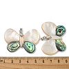 Rack Plating Brass Pave Natural Paua Shell & White Shell Pendants KK-U025-12P-02-3