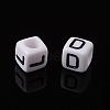 Mixed Letters White Letter Acrylic Cube Beads X-PL37C9308-6