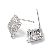 Brass Micro Pave Cubic Zirconia Stud Earring Findings KK-E107-16P-2