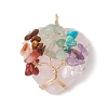 Natural & Synthetic Mixed Gemstone Copper Wire Wrapped Heart Pendants PALLOY-JF02847-2