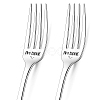 Word Pattern Stainless Steel Fork AJEW-WH0191-006-1