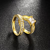 Classic 316L Titanium Steel Cubic Zirconia Couple Rings for Women RJEW-BB07014-7G-3