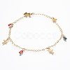 304 Stainless Steel Charm Anklets AJEW-K016-07G-1