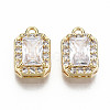 Brass Micro Pave Clear Cubic Zirconia Charms KK-S360-041-NF-1