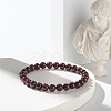 Natural Garnet & Lava Rock Round Beads Stretch Bracelets Set BJEW-JB06982-01-6