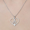 Non-Tarnish 201 Stainless Steel Hollow Heart Pendant Necklace NJEW-OY002-22-1