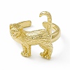 Rack Plating Brass Cat Open Cuff Ring for Women RJEW-F129-08G-2