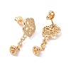 Brass Micro Pave Clear Cubic Zirconia Stud Earring Findings KK-G420-21G-2