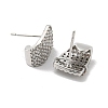 Brass with Clear Cubic Zirconia Stud Earrings EJEW-B035-13P-2