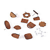 Fashewelry 22Pairs 11 Style Walnut Wood Stud Earring Findings MAK-FW0001-01-20