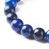 Natural Lapis Lazuli(Dyed) & Lava Rock Round Beads Stretch Bracelets Set BJEW-JB06982-03-14