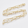 Brass Round Oval Paperclip Chain Necklace Making MAK-S072-05A-G-2