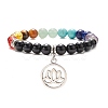 4Pcs 4 Style Natural & Synthetic Mixed Gemstone Round Beaded Stretch Bracelets Set BJEW-TA00134-4