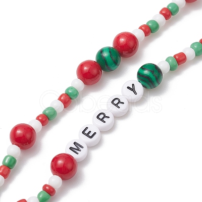 Christmas Glass Beaded Mobile Straps HJEW-TA00009-1